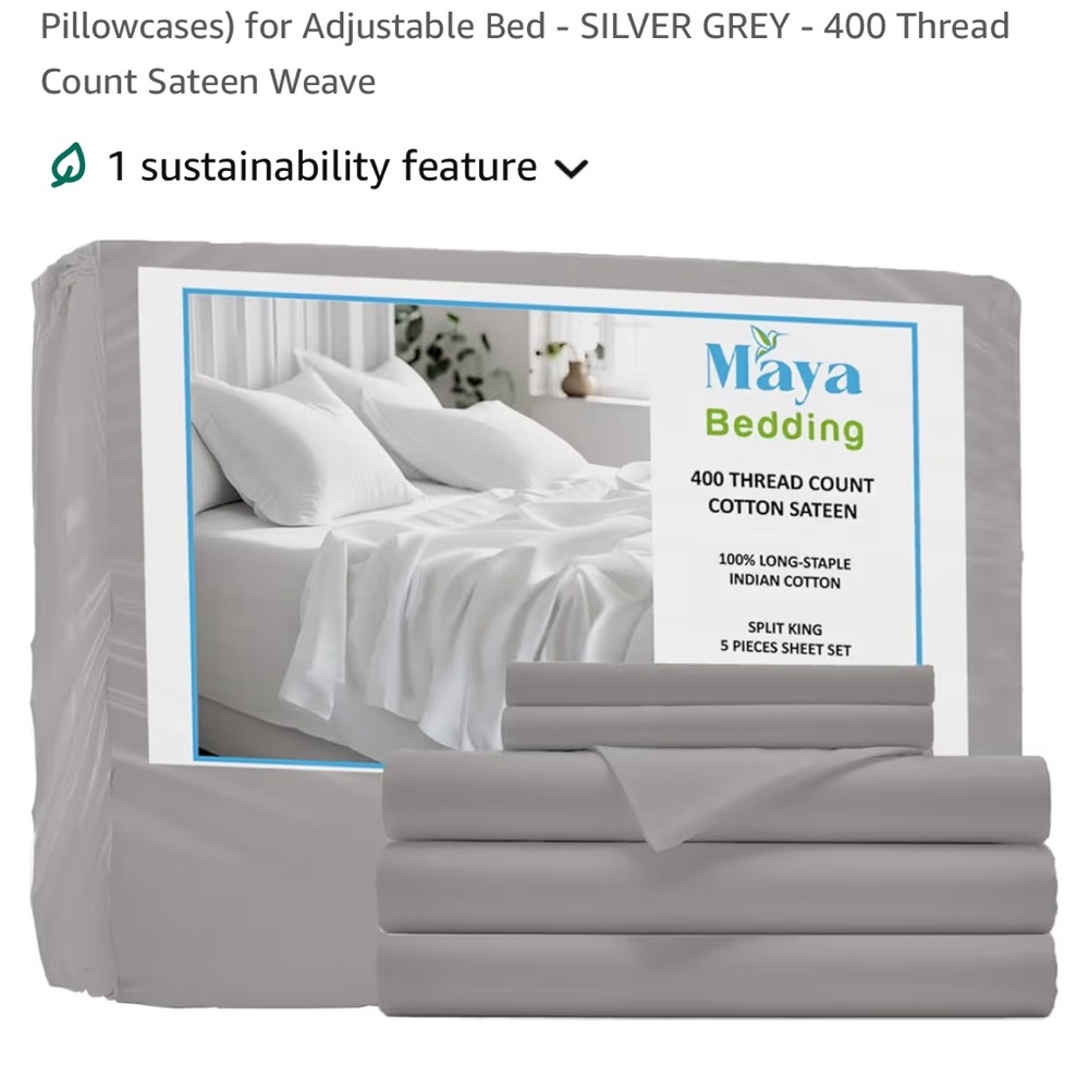 Silver Gray 400 Thread Count Cotton Sateen Sheet Set